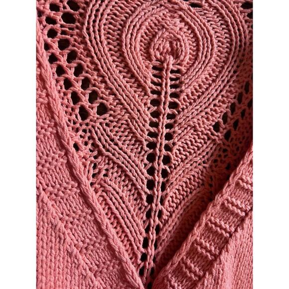Soft Surroundings Cardigan petite Large Orange Crochet Open Knit women - Picture 3 of 6